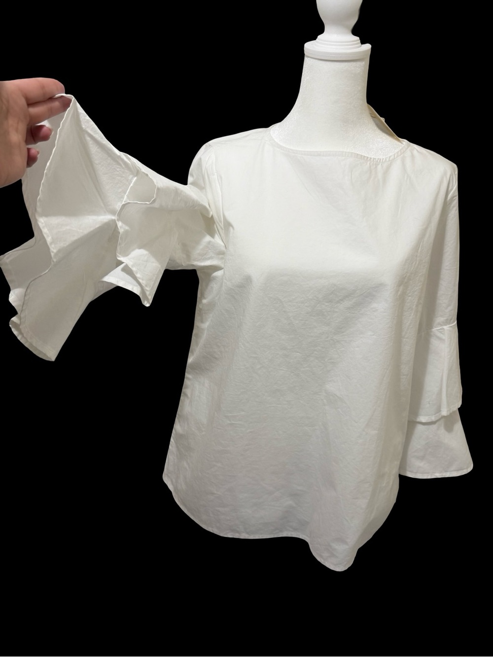 Edwardian Style Tiered Ruffle Sleeve top beachlunchlounge White cotton Size M